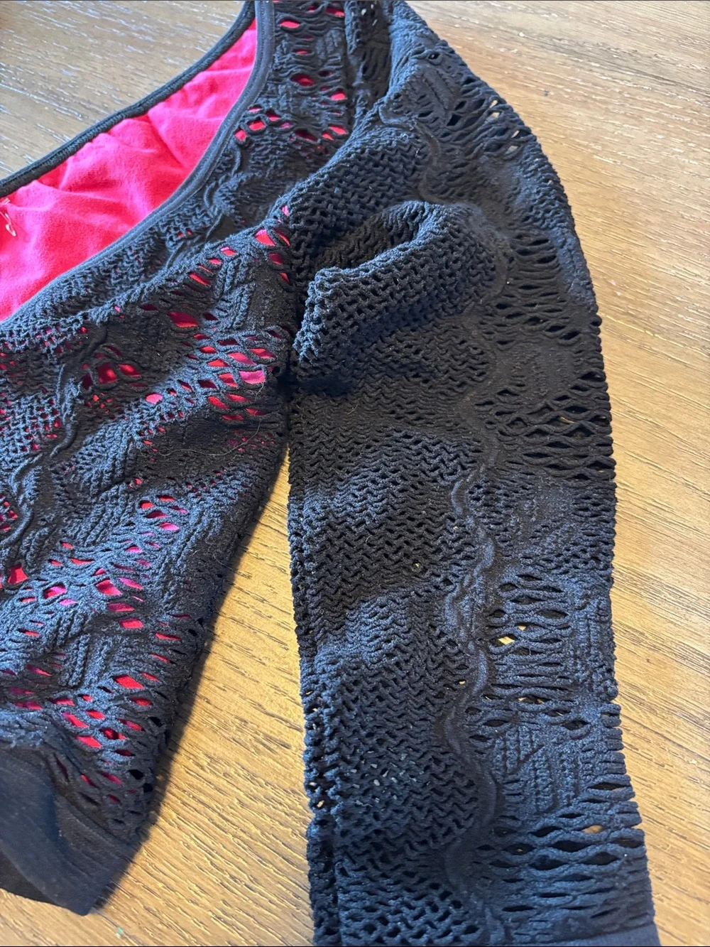 Free People Black Open-Knit Tank with Hot Pink Lining micro modal shirt xs/s